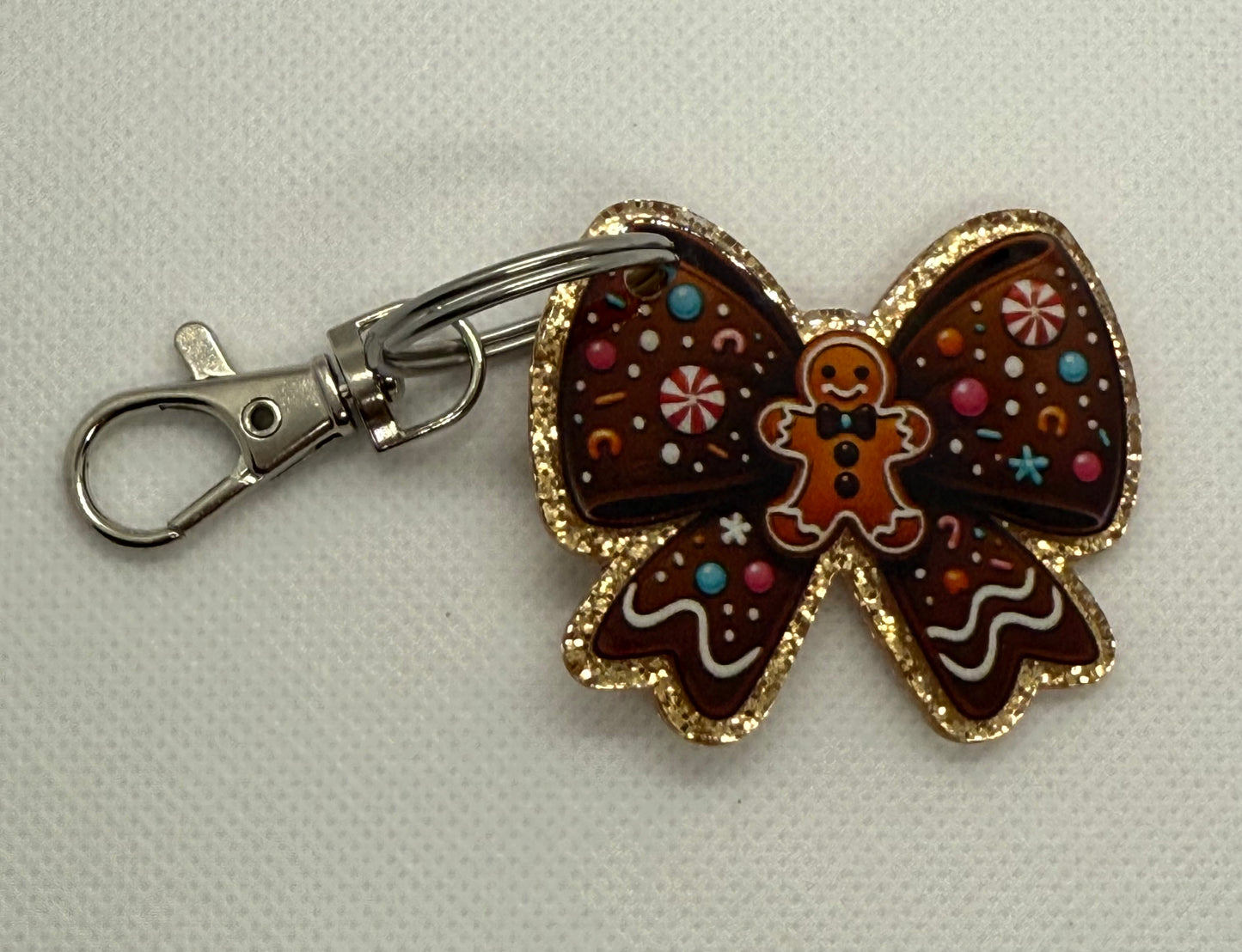 Keychains - Gingerbread Bow - Darker Brown