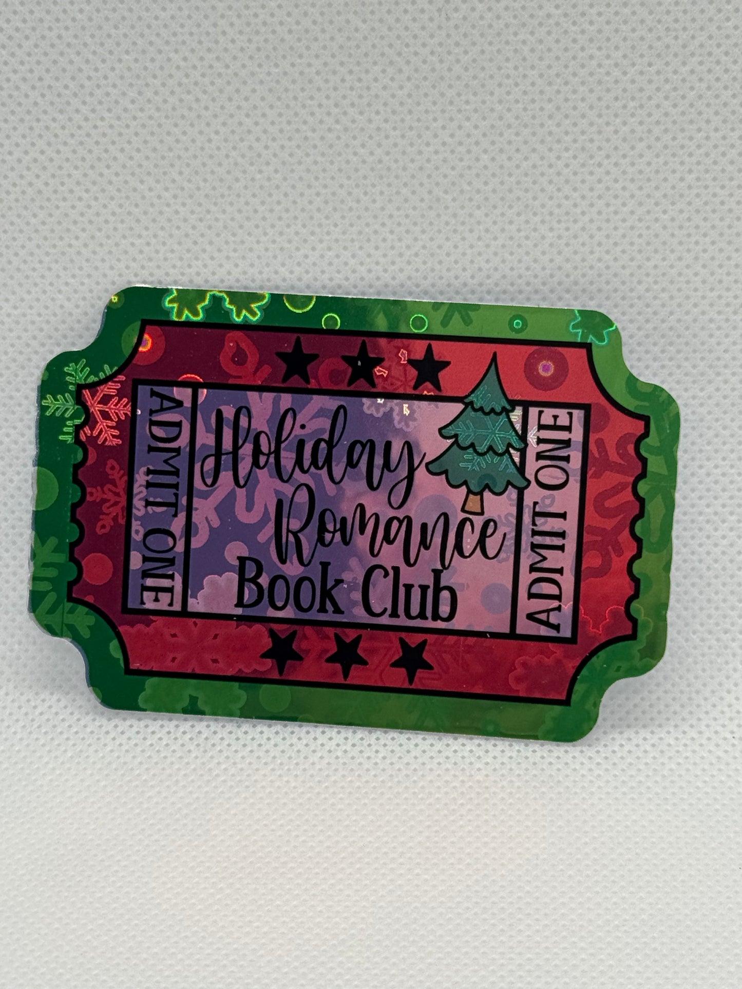 Holographic Stickers - Admit One Holiday Romance Book Club