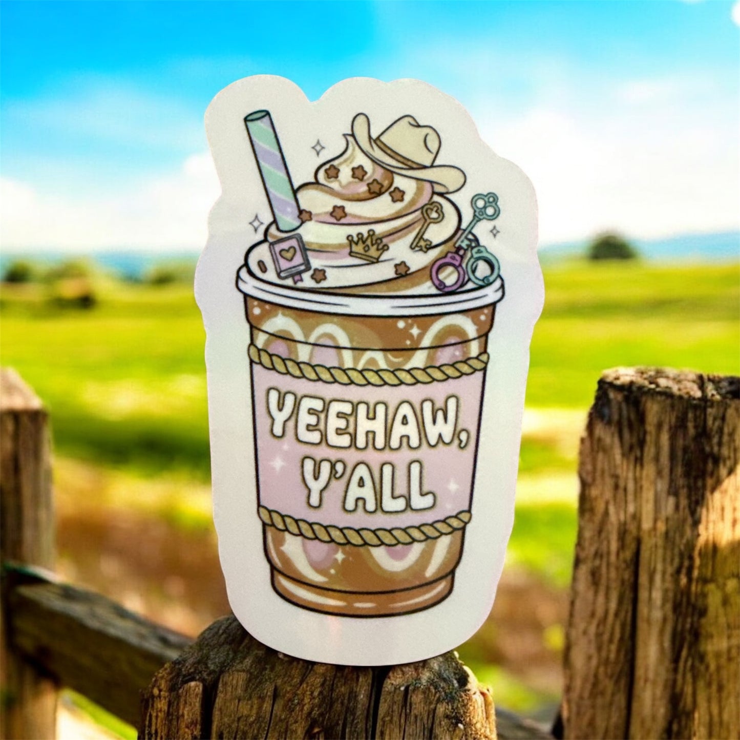 Holographic Stickers - Yeehaw Y’all - Cowboy Romance