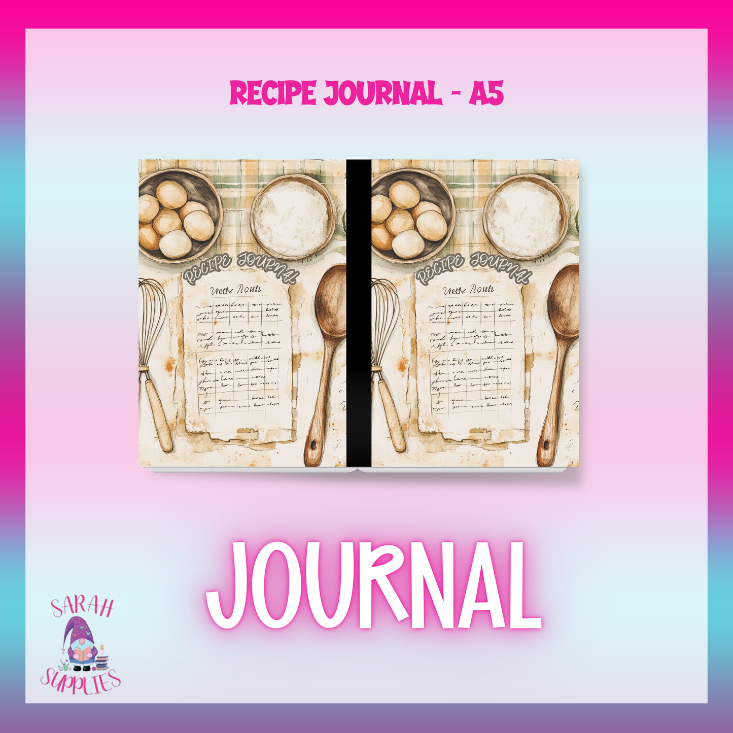 A5 Recipe Sublimation Journal - Refillable - Bookmarked