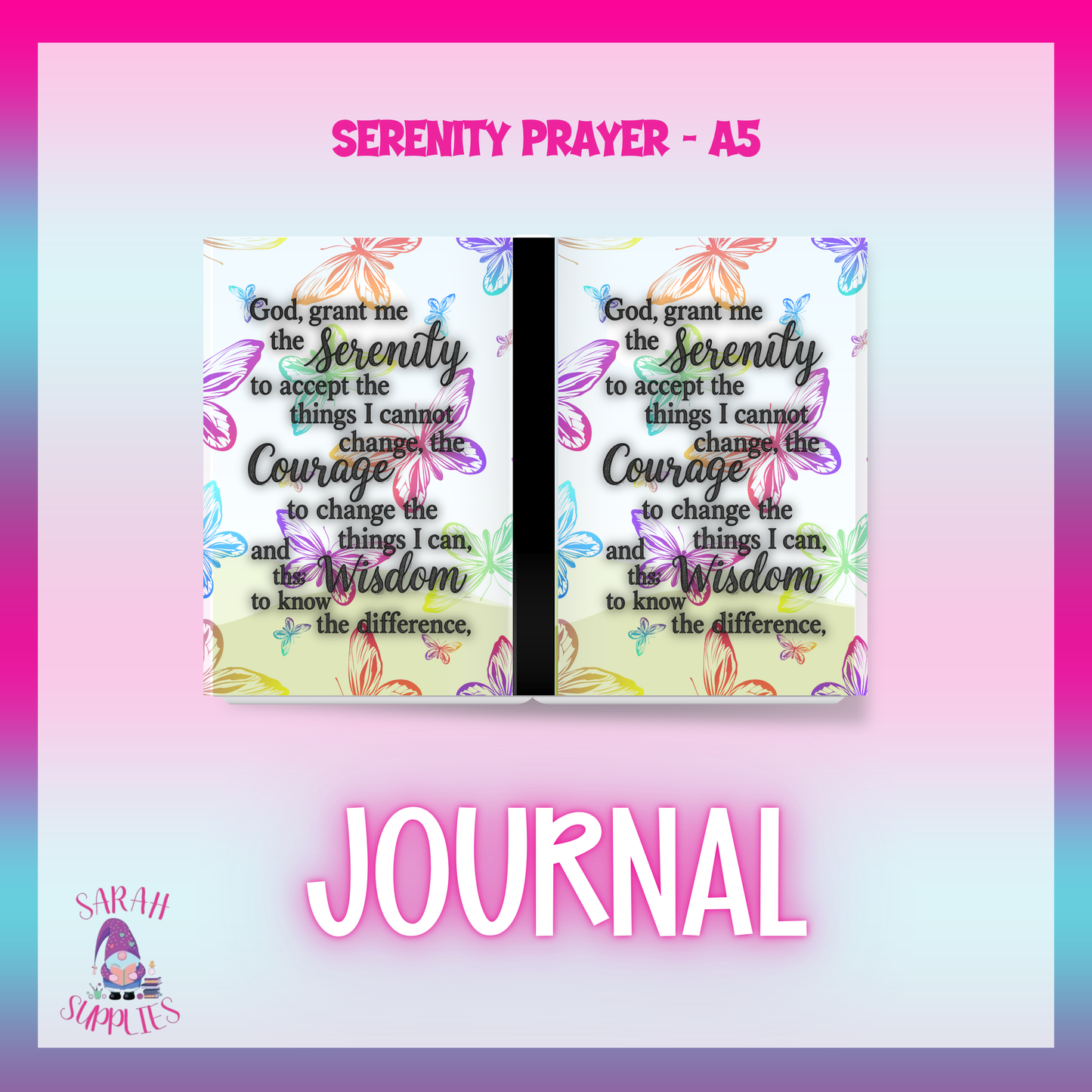A5 Serenity Prayer Sublimation Journal - Refillable - Bookmarked