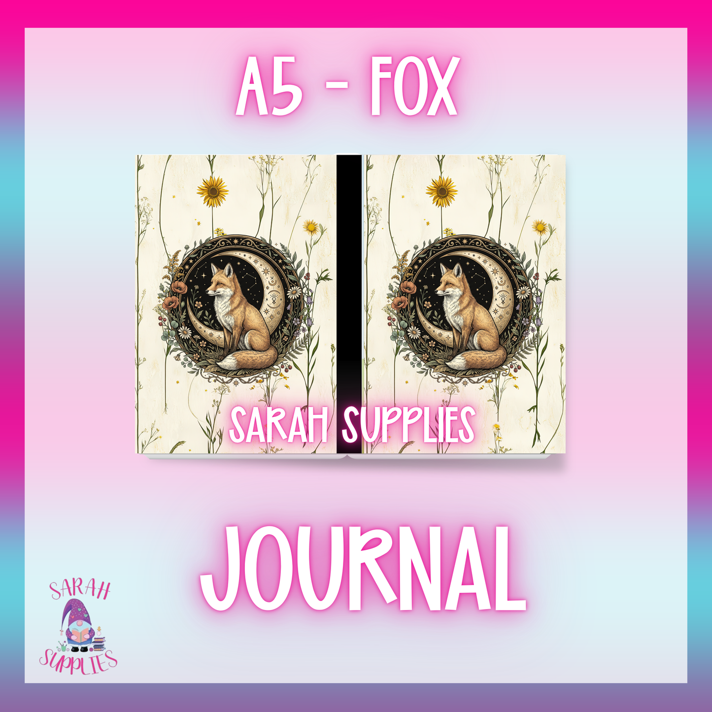 A5 Fox Sublimation Journal - Refillable - Bookmarked