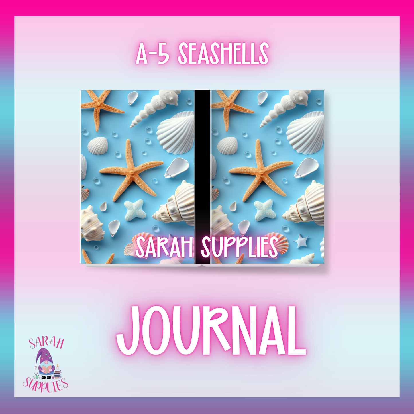 A5 - Seashells Sublimation Journal - Refillable - Bookmarked