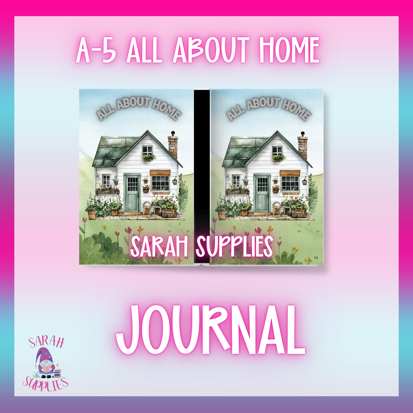 A5 - All About Home Sublimation Journal - Refillable - Bookmarked