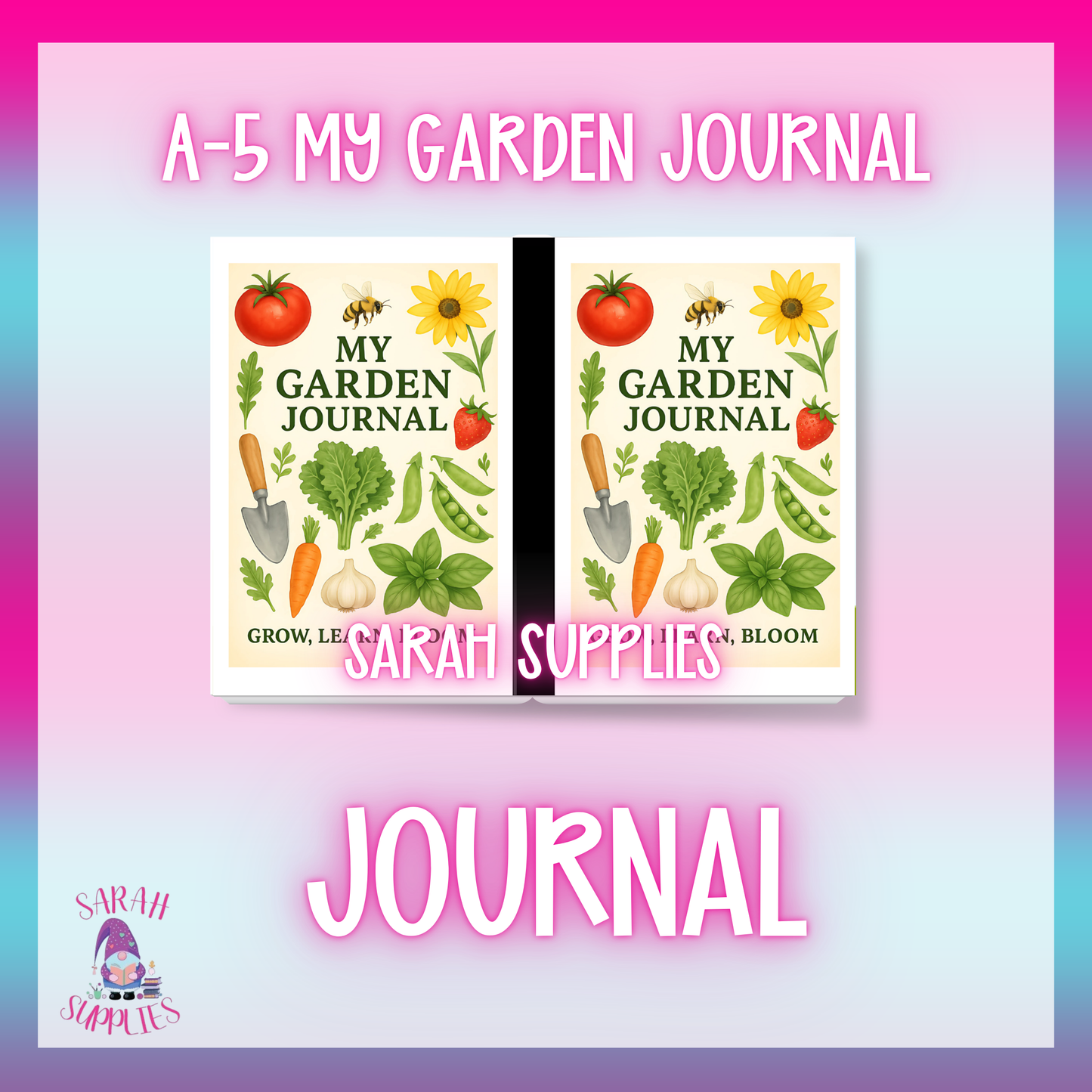 A5 - My Garden Journal Sublimation Journal - Refillable - Bookmarked