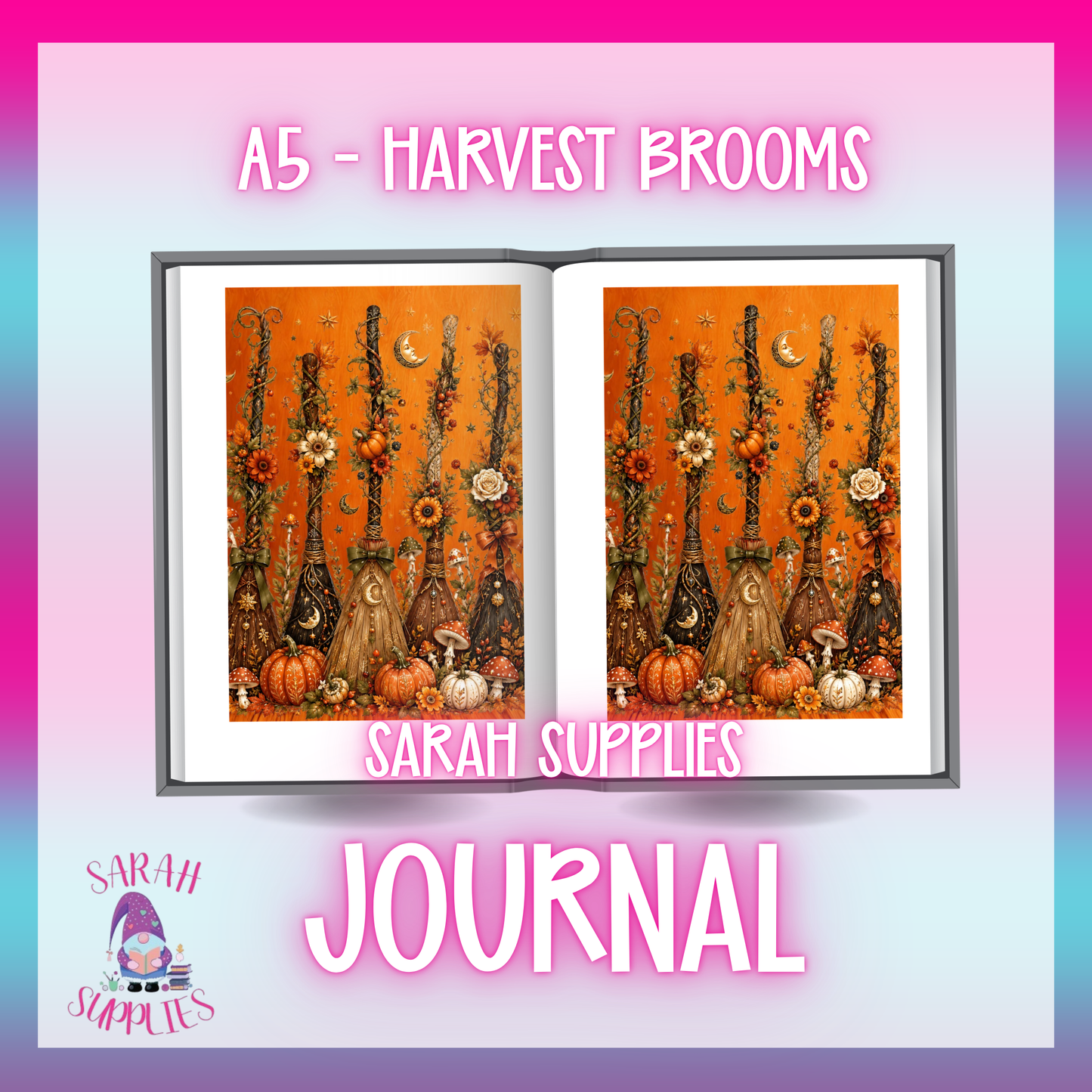 A5 - Harvest Brooms Sublimation Journal - Refillable - Bookmarked