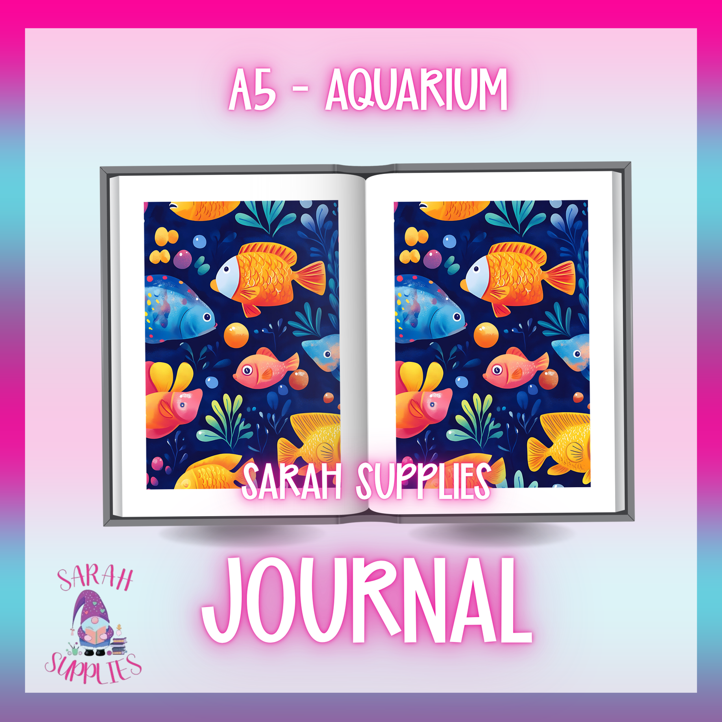 A5 - Aquarium Sublimation Journal - Refillable - Bookmarked