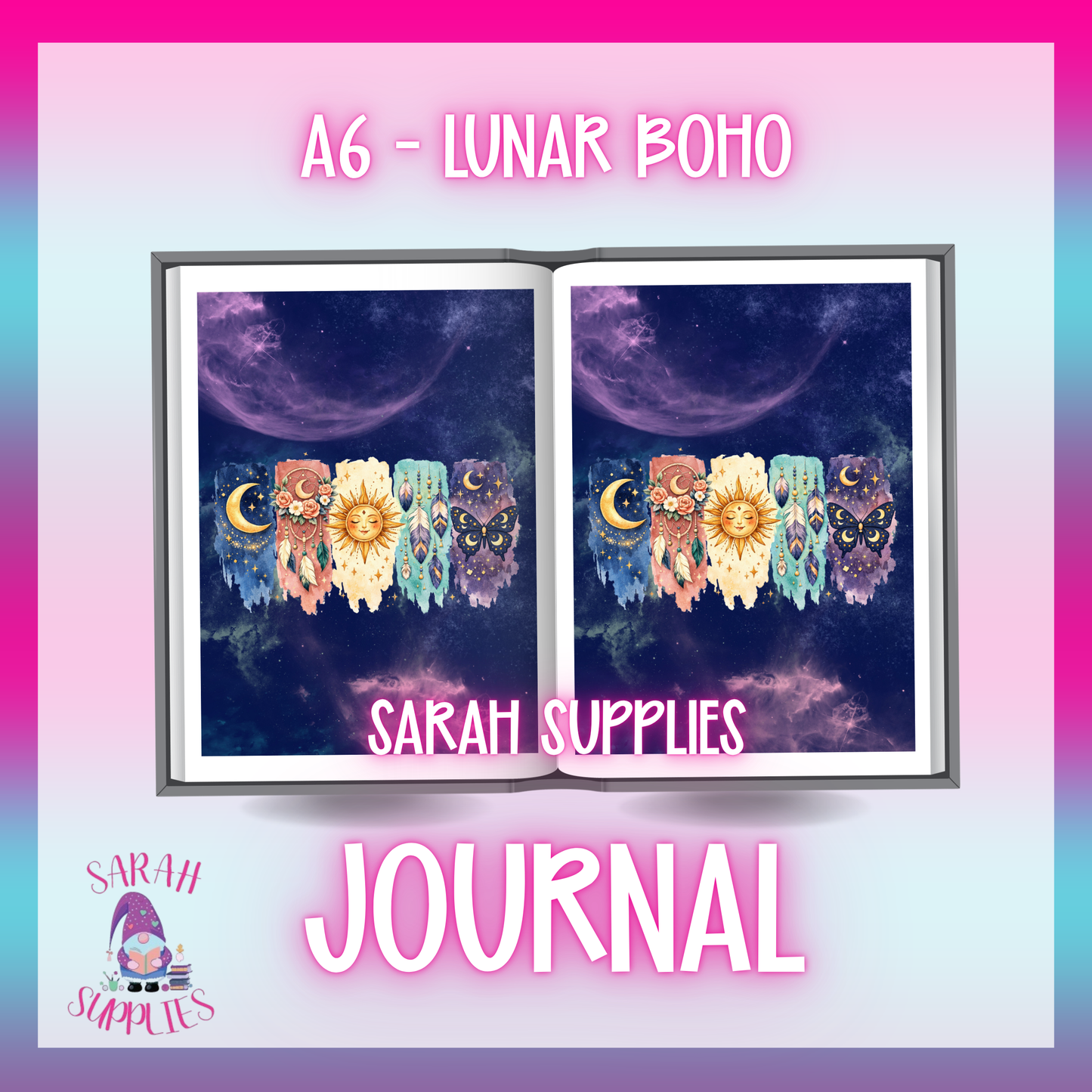 A6 - Lunar Boho Sublimation Journal - Refillable & Bookmarked