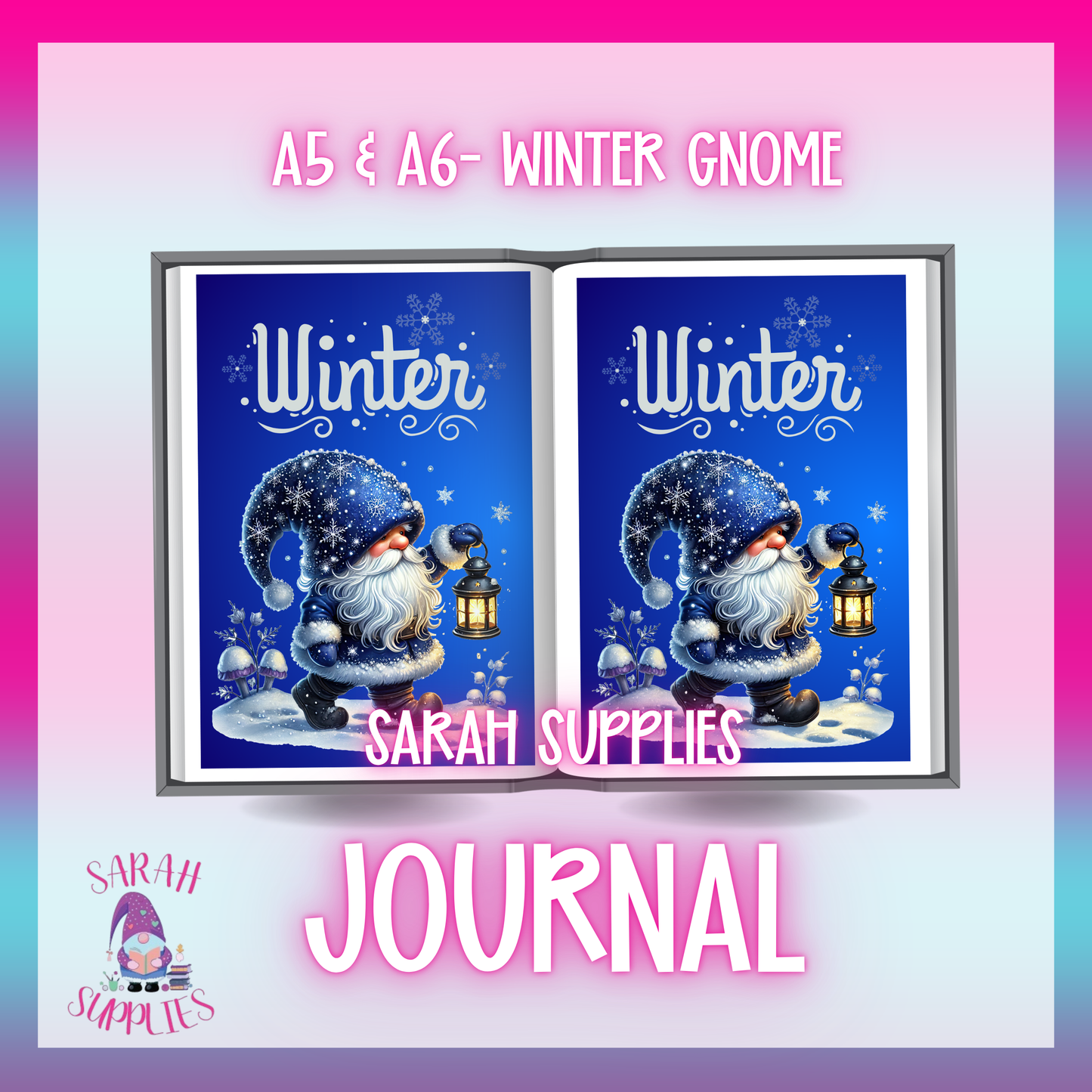 A6 - Winter Gnome Sublimation Journal - Refillable & Bookmarked