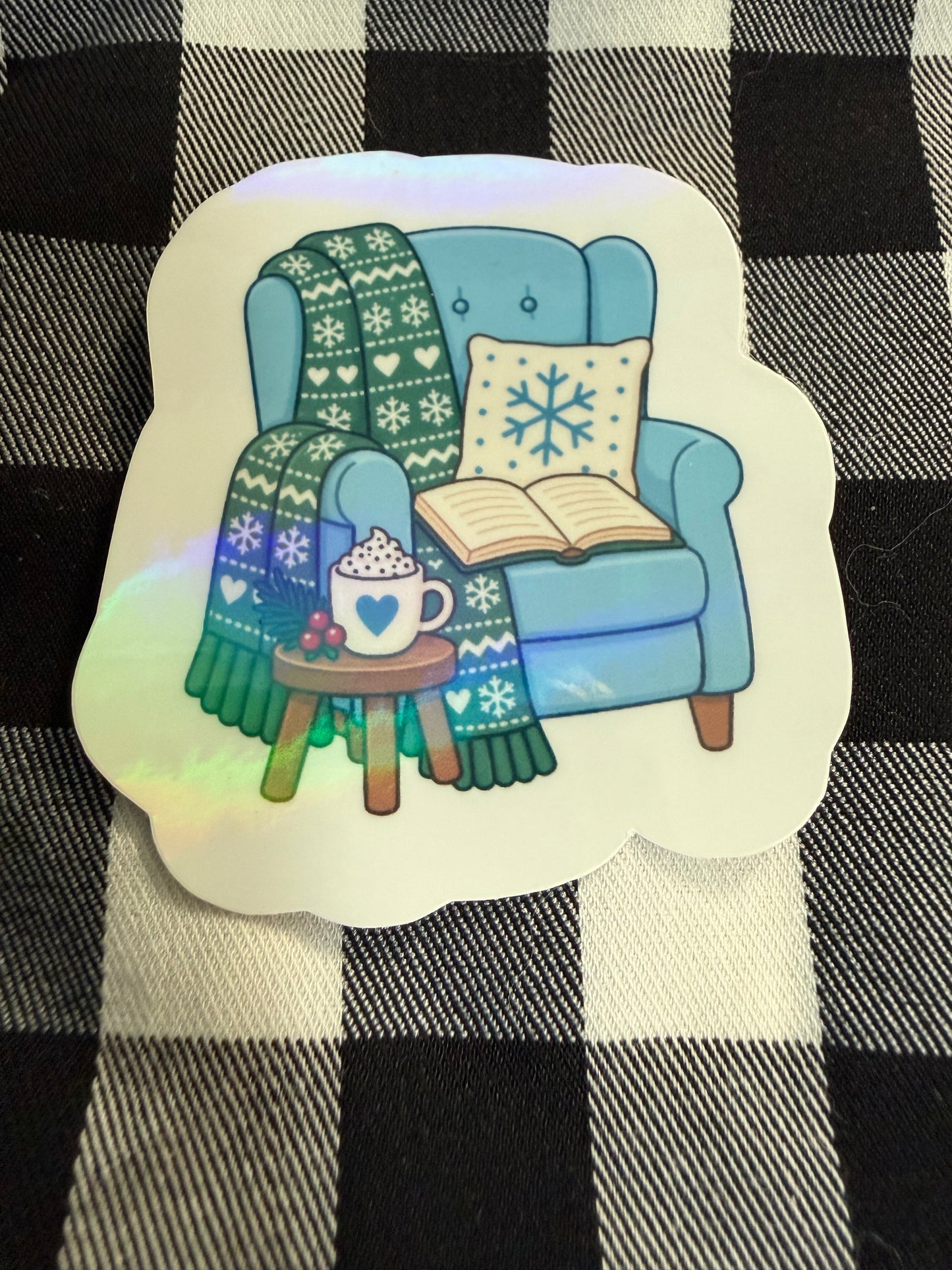 Holographic Stickers - Winter Reading Chair