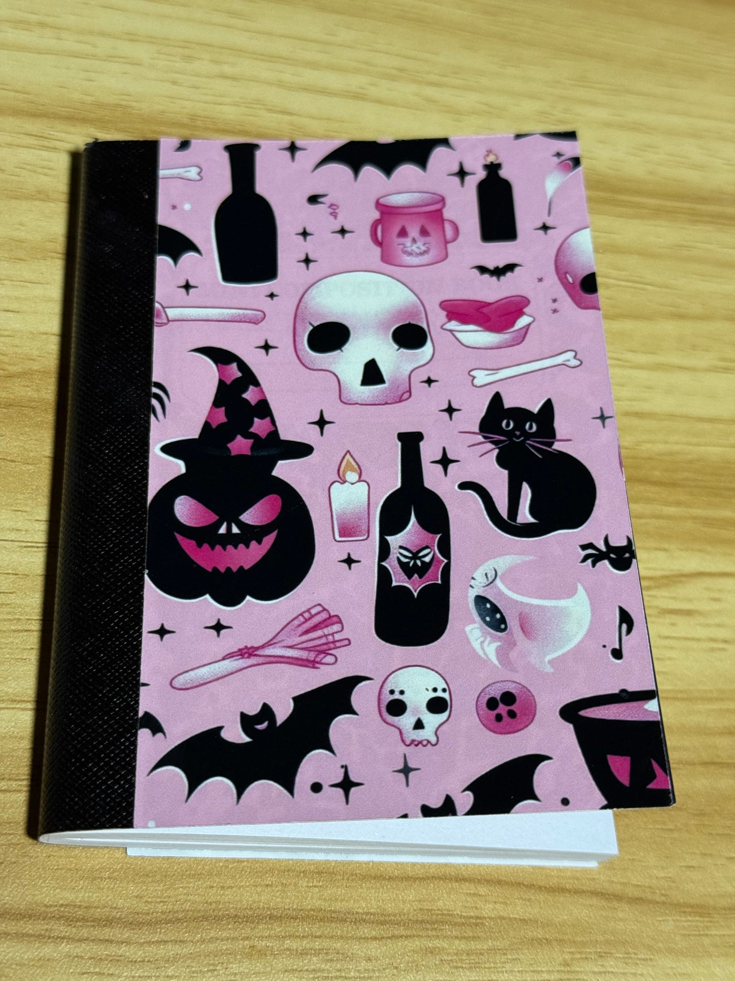 Mini Composition Books - Skull w/ Black Cat & Bottles