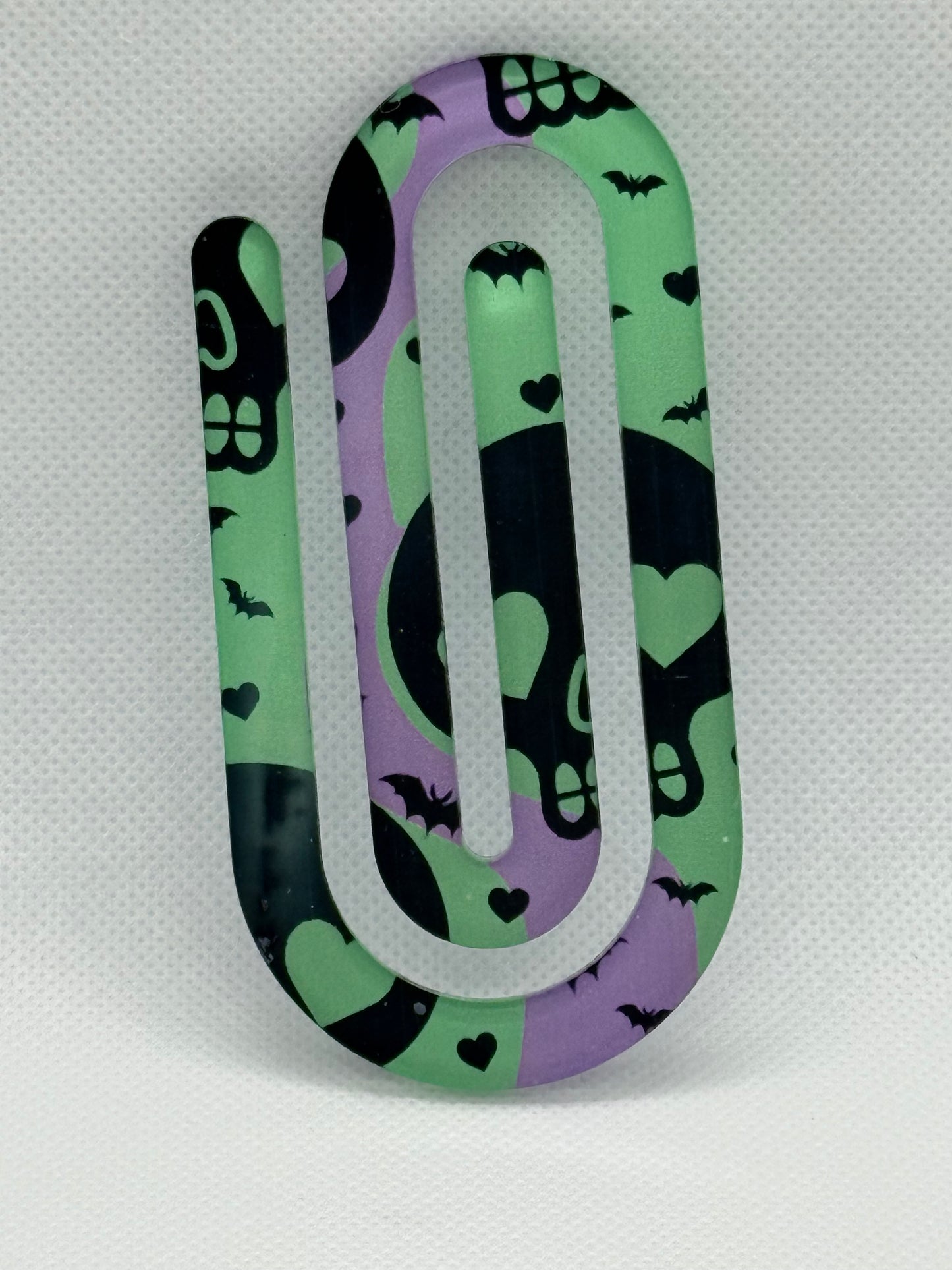 Jumbo Paperclips - Halloween Skulls Purple Green