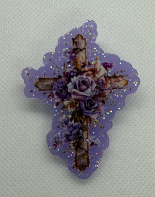 Acrylic Clips - Purple Cross