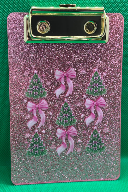 Mini Clipboards - Glitter Light Pink - Pink Bows