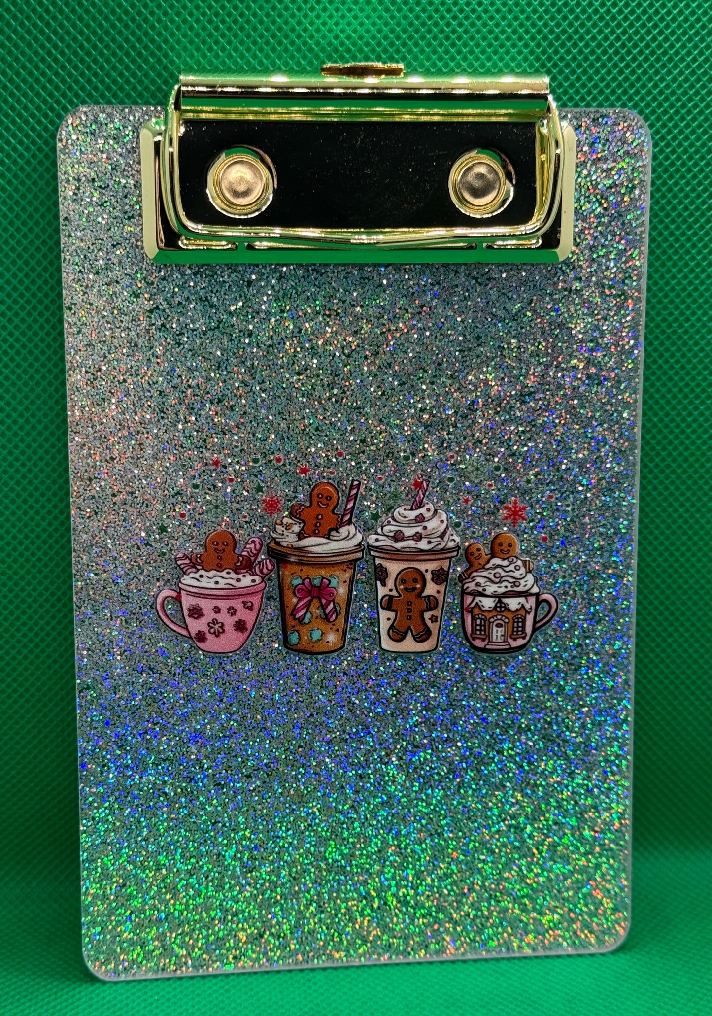 Mini Clipboards - Glitter Silver w/ Cups