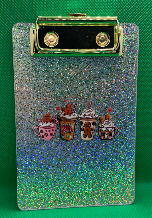 Mini Clipboards - Glitter Silver w/ Cups