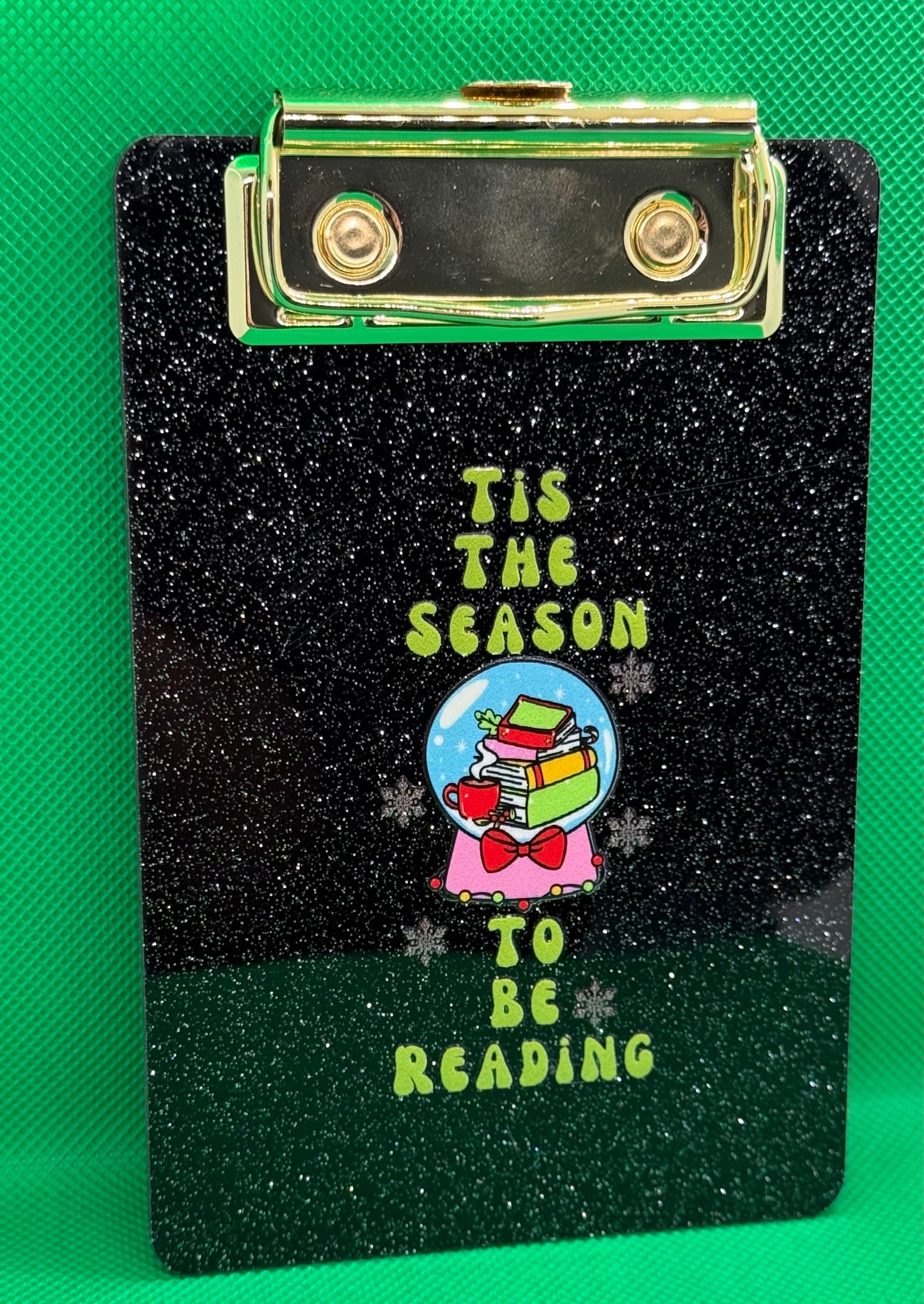 Mini Clipboards - Glitter Black - Tis The Season To Be Reading