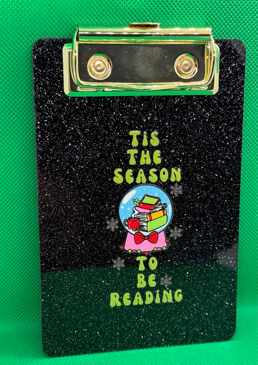 Mini Clipboards - Glitter Black - Tis The Season To Be Reading