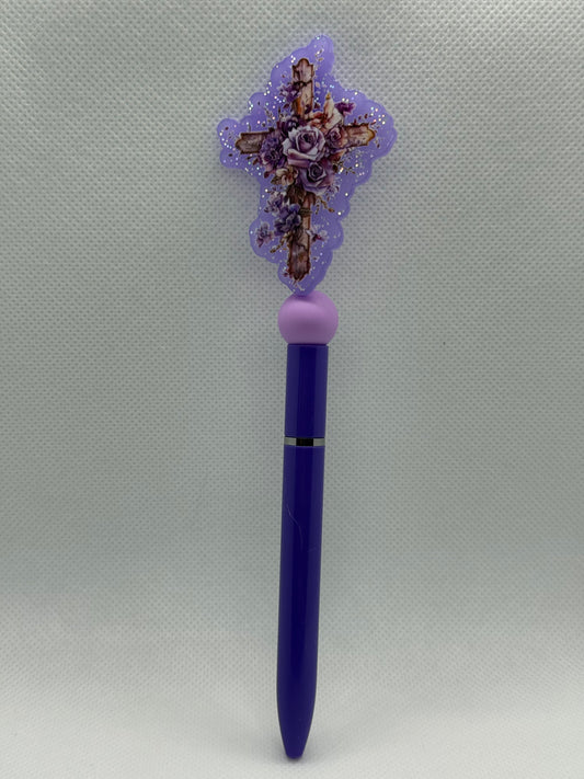 Beaded Pens - Purple Cross