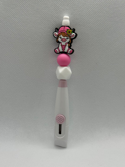 Box Cutters - Highland Cow - White & Pink