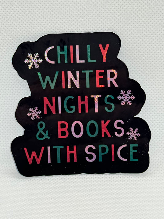 Holographic Stickers - Chilly Winter Nights & Books W/ Spice