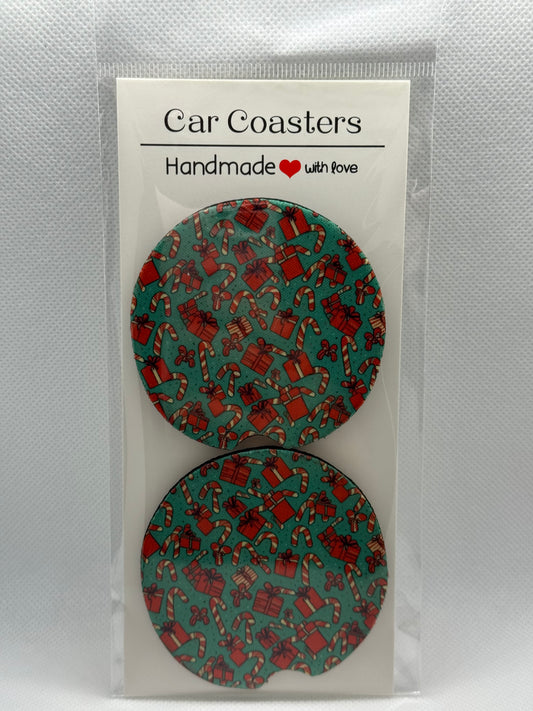 Car Coasters - Candy Canes and Present