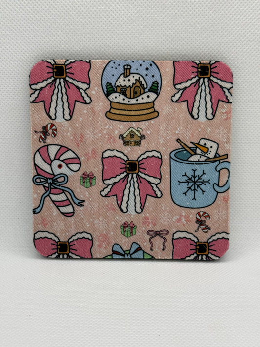 Drink Coasters - Bows & Snow Globe