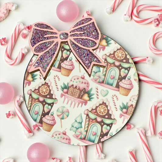 ABC - Circle w/ Bow - 4 Pack - Christmas Theme