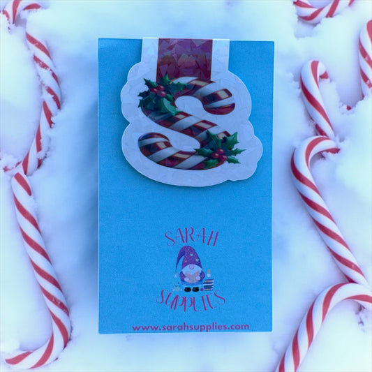 Magnetic Bookmark - Candy Cane - Pick Your Initial