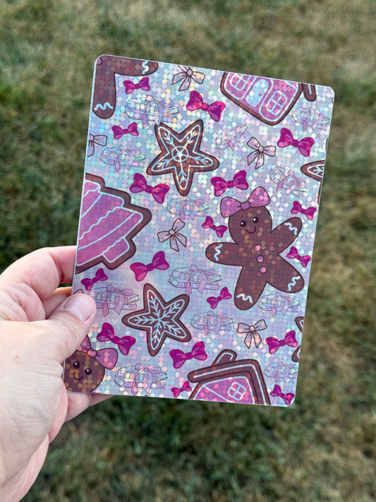 Kindle Inserts - Holographic - Gingerbread w/ Bows and Books- 2024 Paperwhite