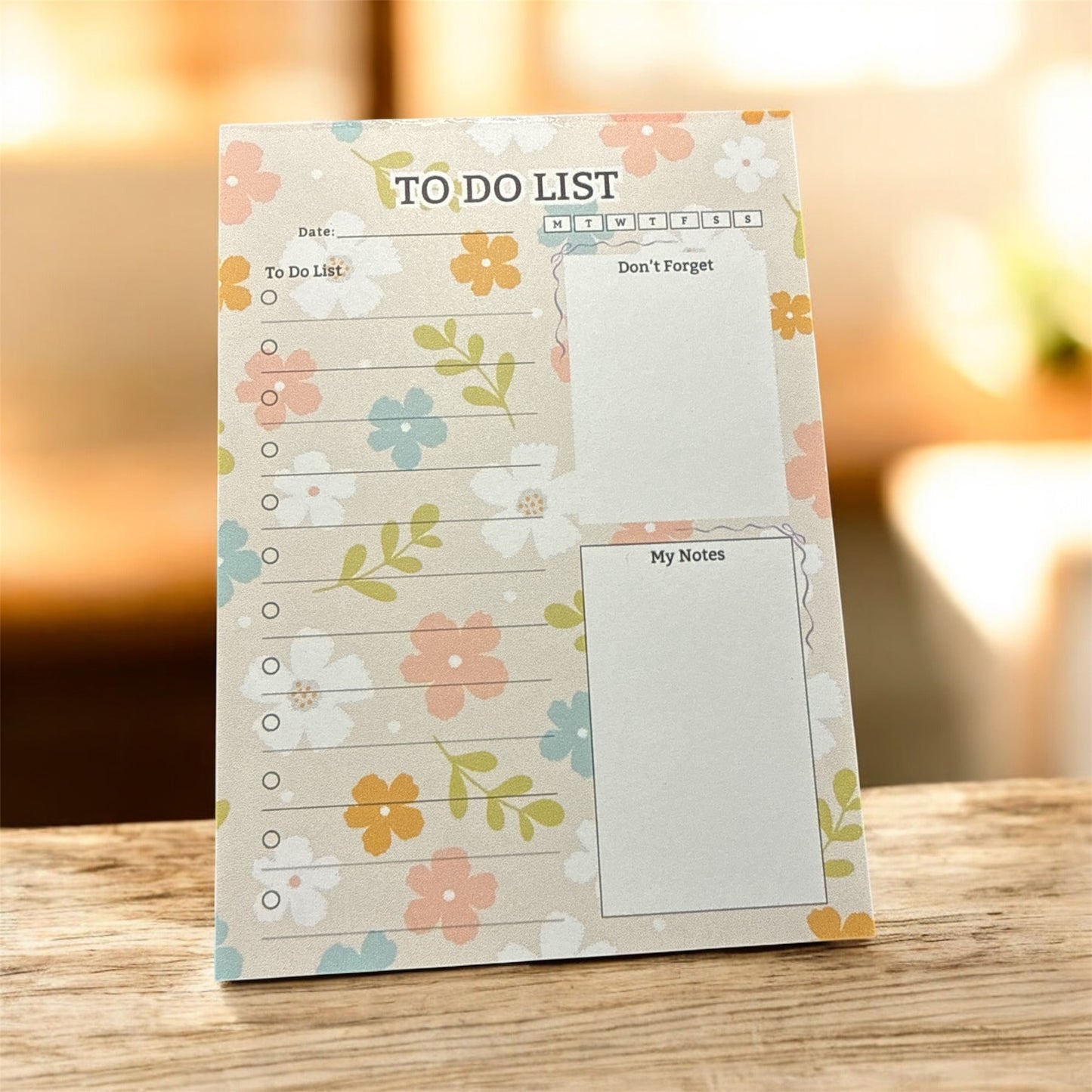 Notepad - To Do List - Tan Floral