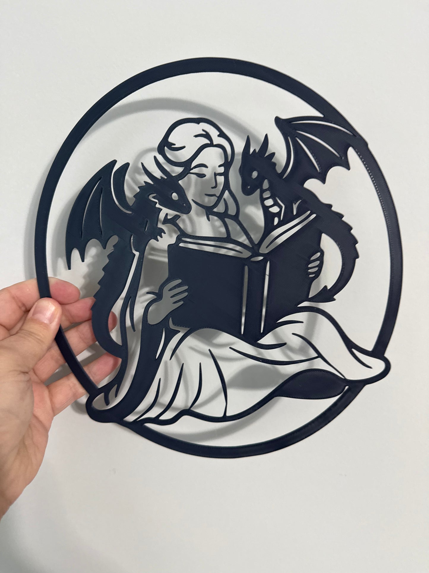 3D - Wall Art - Reading Girl w/ Dragons