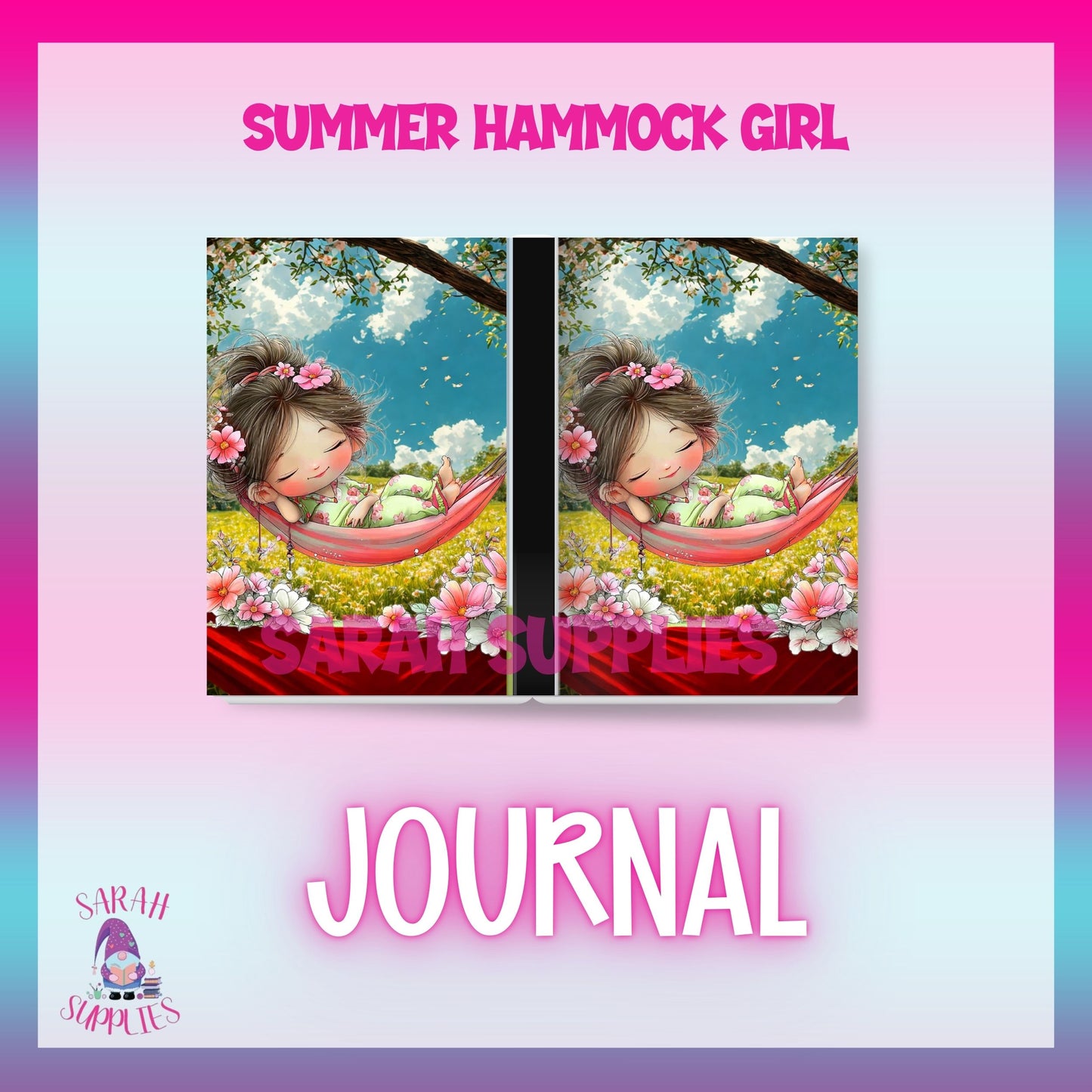 A5 Summer Hammock Girl Sublimation Journal - Refillable - Bookmarked