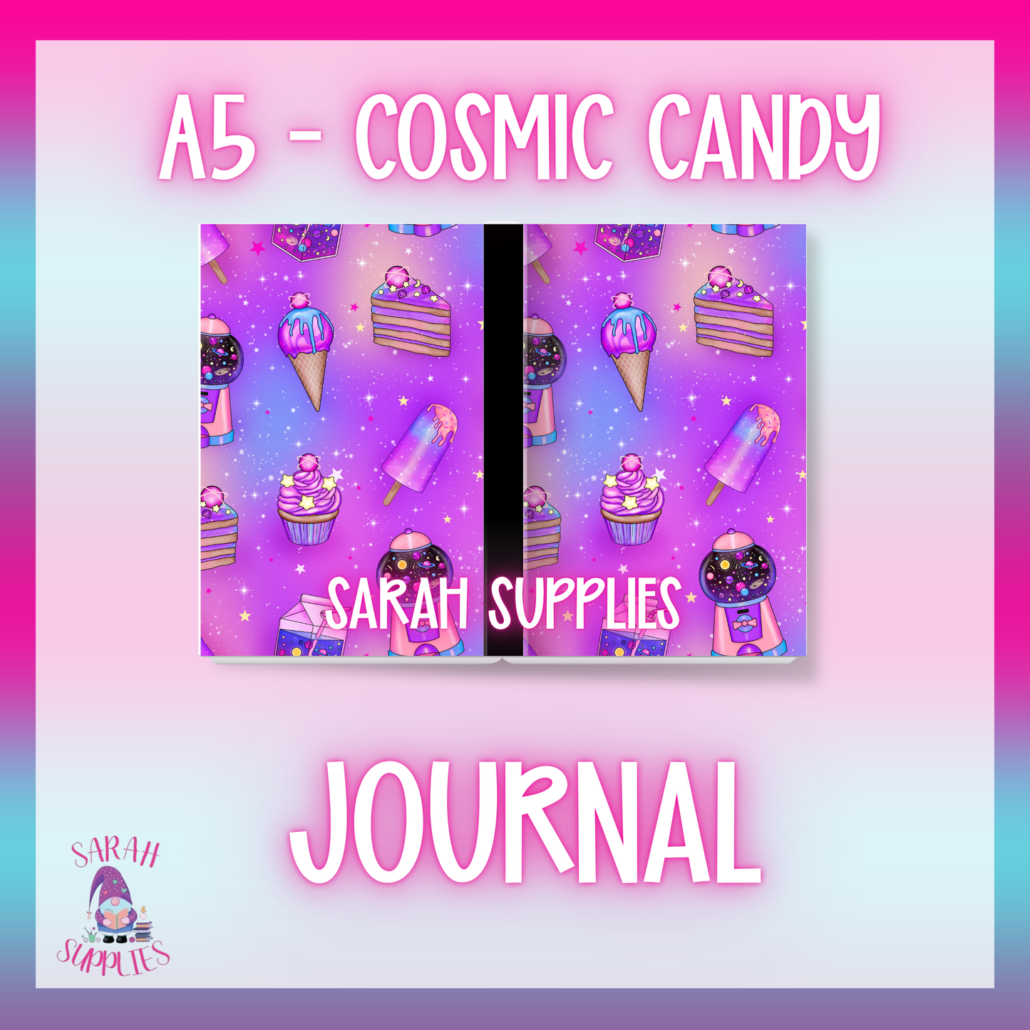 A5 Cosmic Candy Sublimation Journal - Refillable - Bookmarked