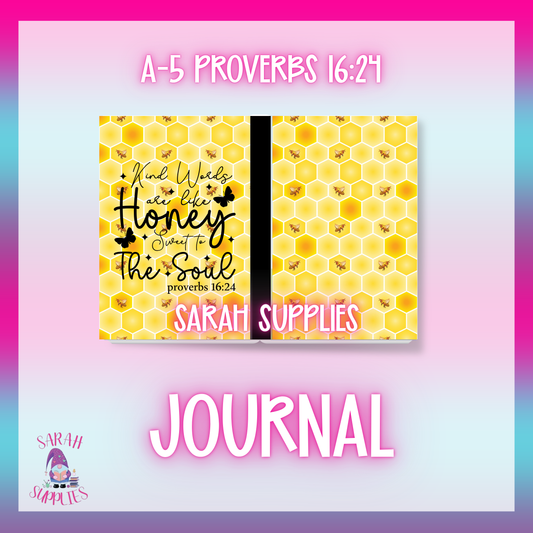 A5 - Proverbs 16:24 Sublimation Journal - Refillable - Bookmarked