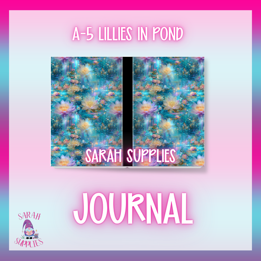 A5 - Lillies In Pond Sublimation Journal - Refillable - Bookmarked
