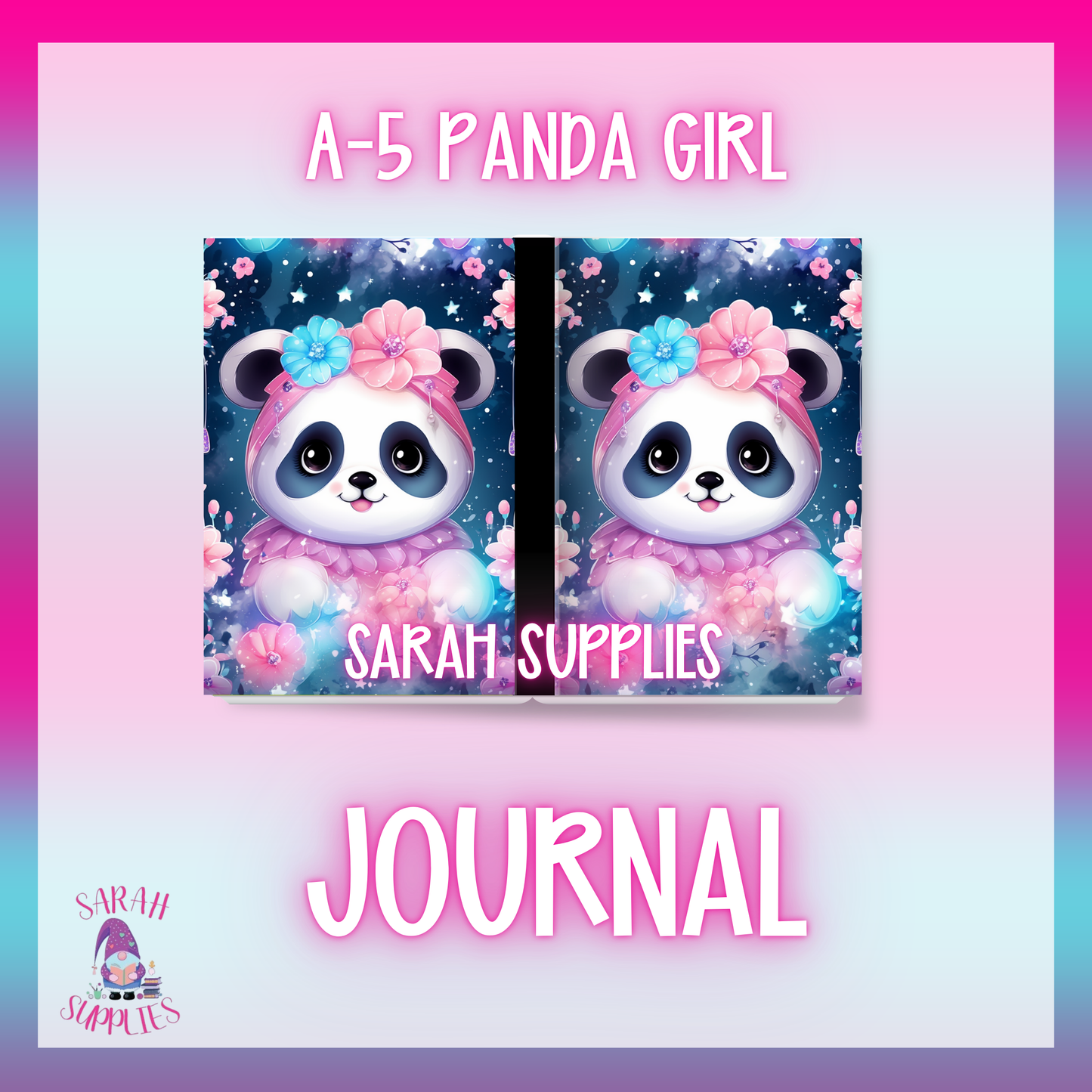 A5 - Panda Girl Sublimation Journal - Refillable - Bookmarked