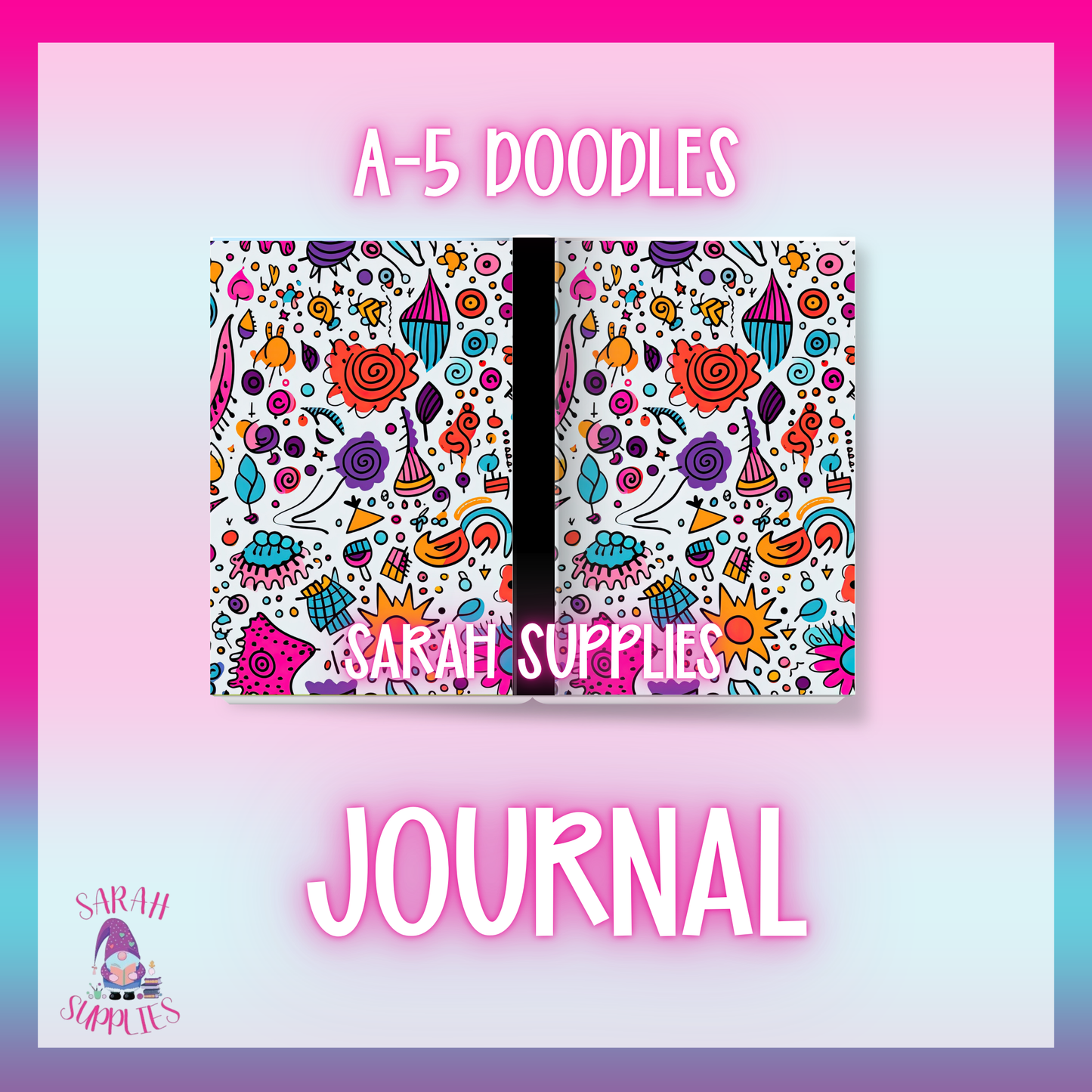 A5 - Doodles Sublimation Journal - Refillable - Bookmarked