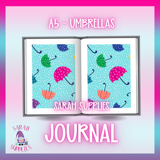 A5 - Umbrellas Sublimation Journal - Refillable - Bookmarked
