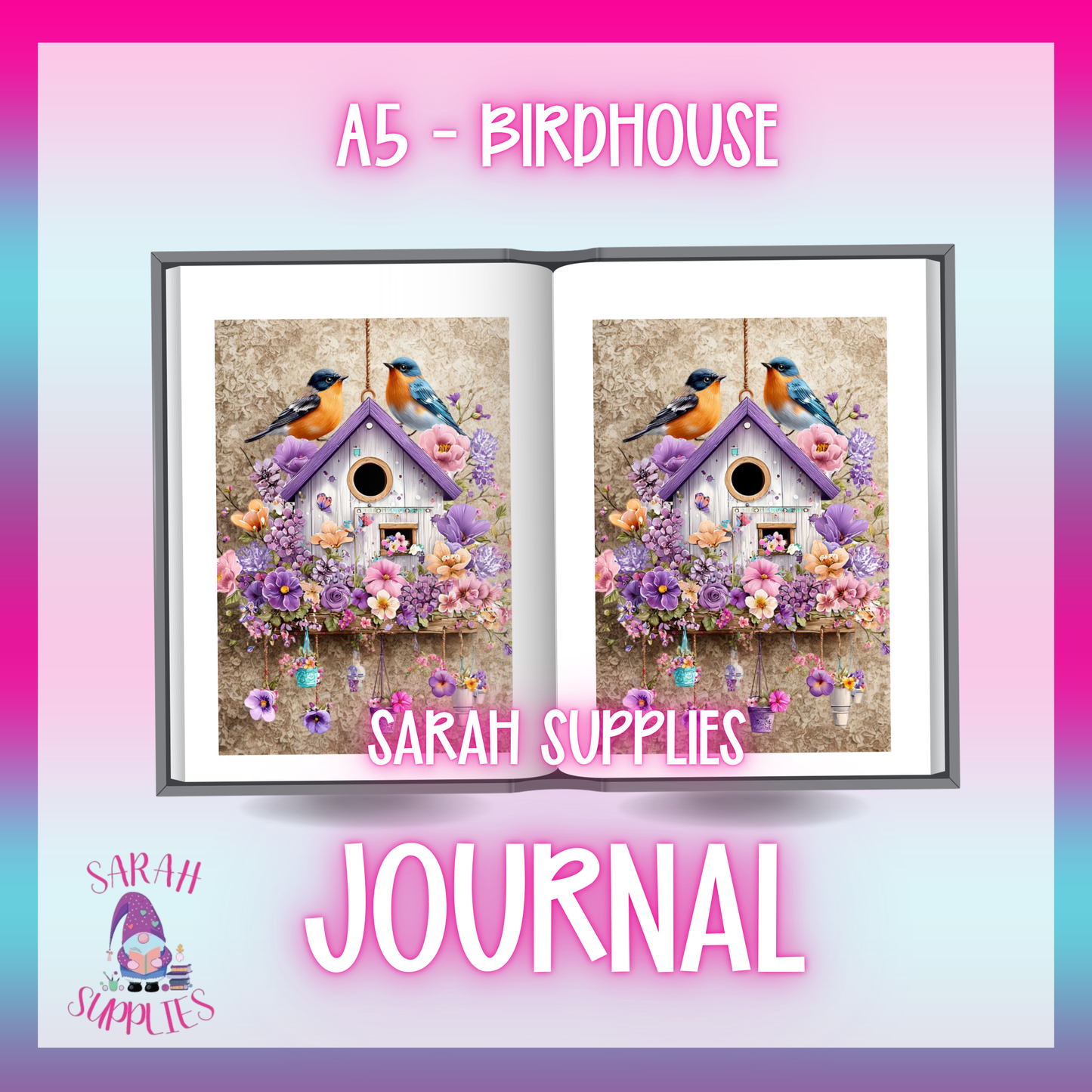 A5 - Birdhouse Sublimation Journal - Refillable - Bookmarked