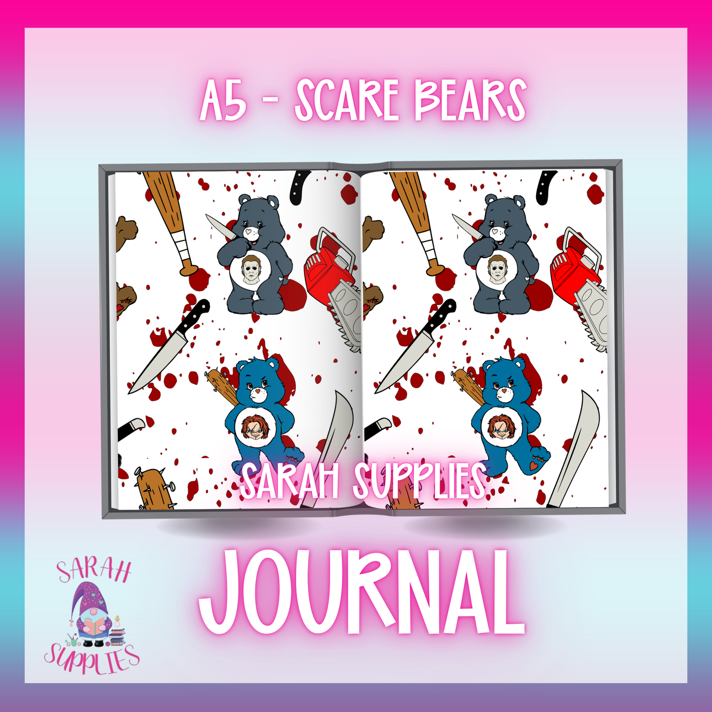 A5 - Scare Bears Sublimation Journal - Refillable - Bookmarked