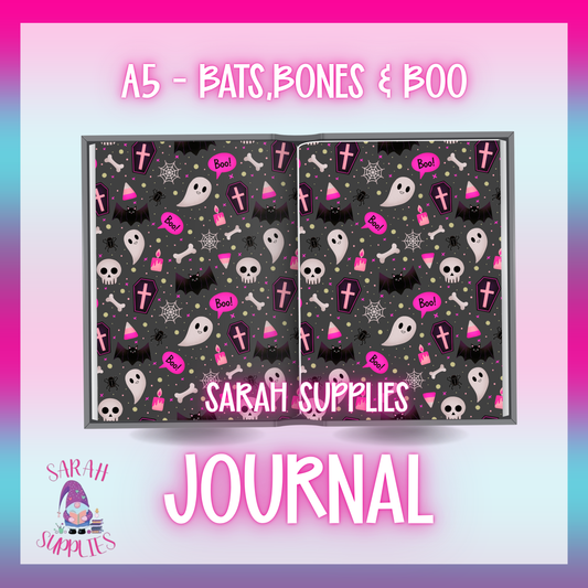 A5 - Bats, Bones & Boo  Sublimation Journal - Refillable - Bookmarked