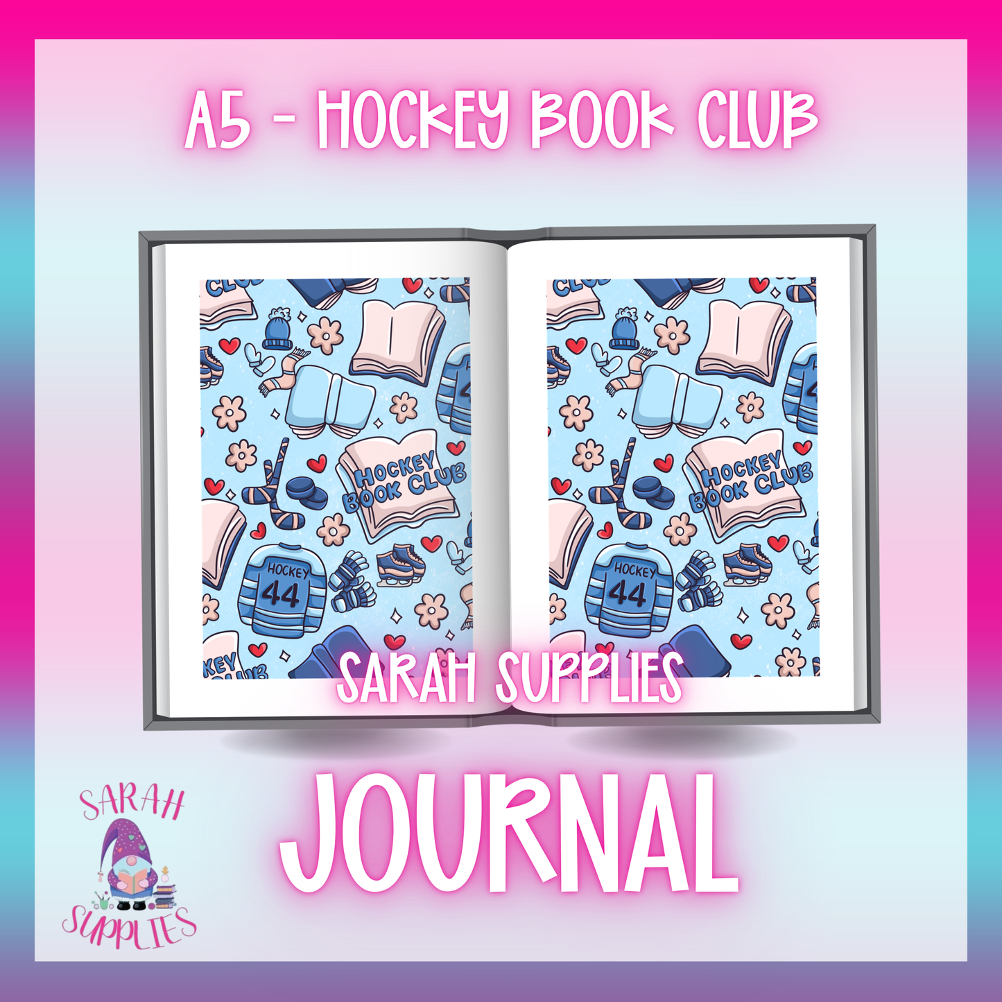 A5 - Hockey Book Club Sublimation Journal - Refillable - Bookmarked