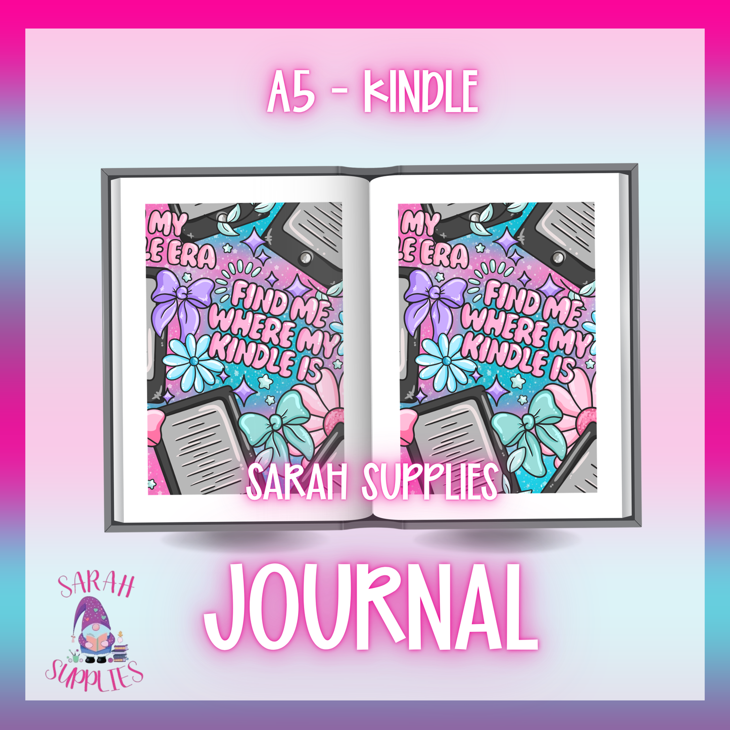 A5 - Kindle Sublimation Journal - Refillable - Bookmarked