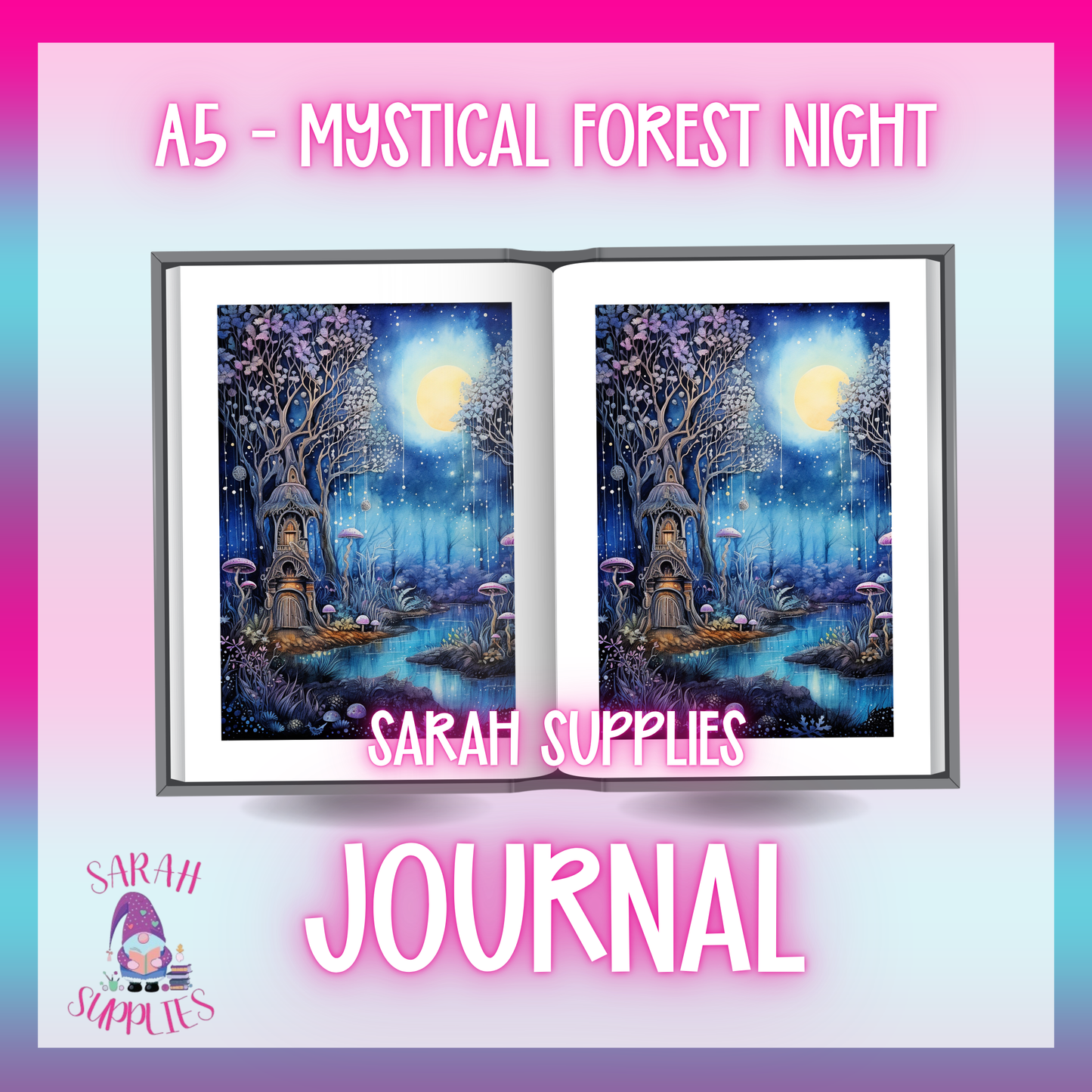 A5 - Mystical Forest Night Sublimation Journal - Refillable - Bookmarked