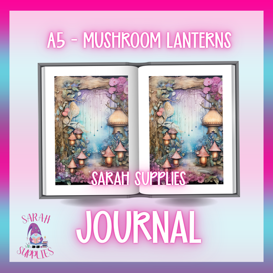 A5 - Mushroom Lanterns Sublimation Journal - Refillable - Bookmarked
