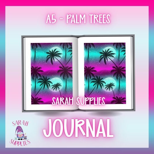 A5 - Palm Trees Sublimation Journal - Refillable - Bookmarked