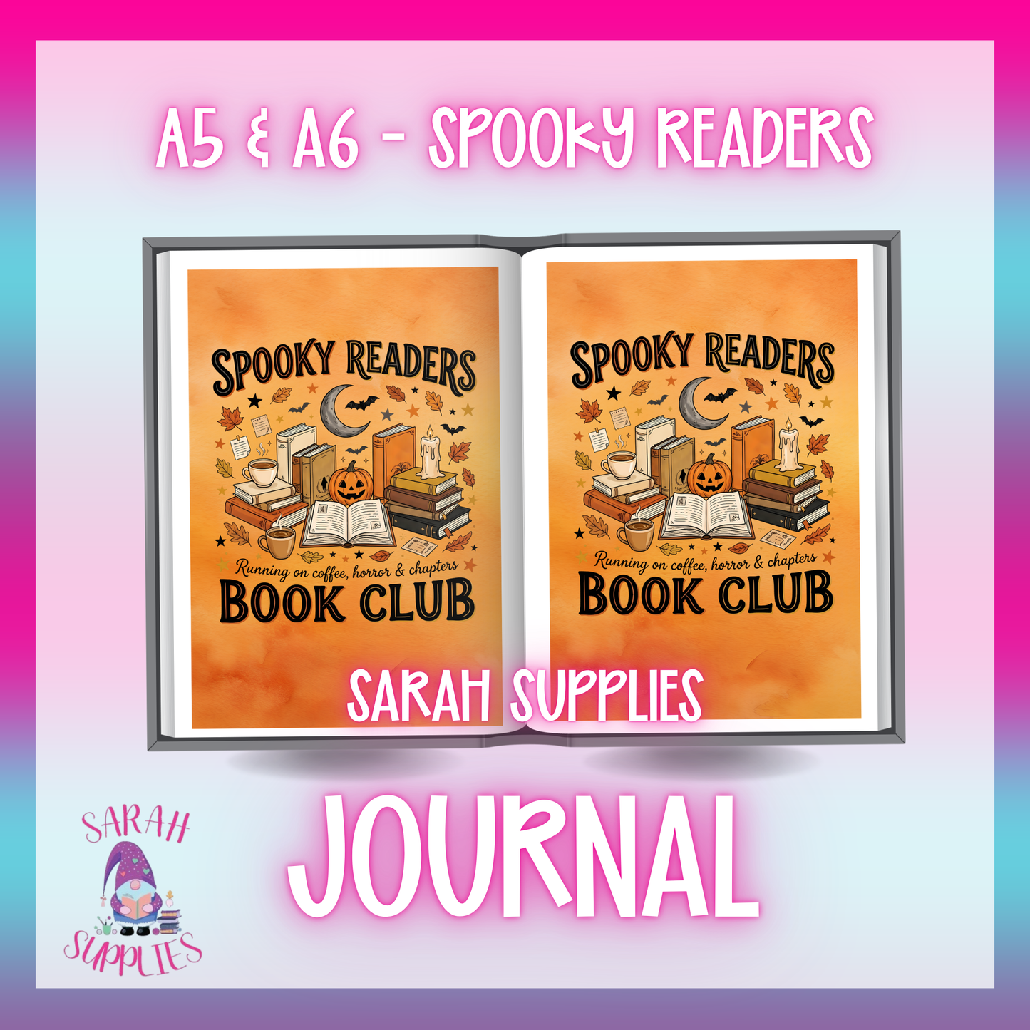 A5 - Spooky Readers Sublimation Journal - Refillable - Bookmarked