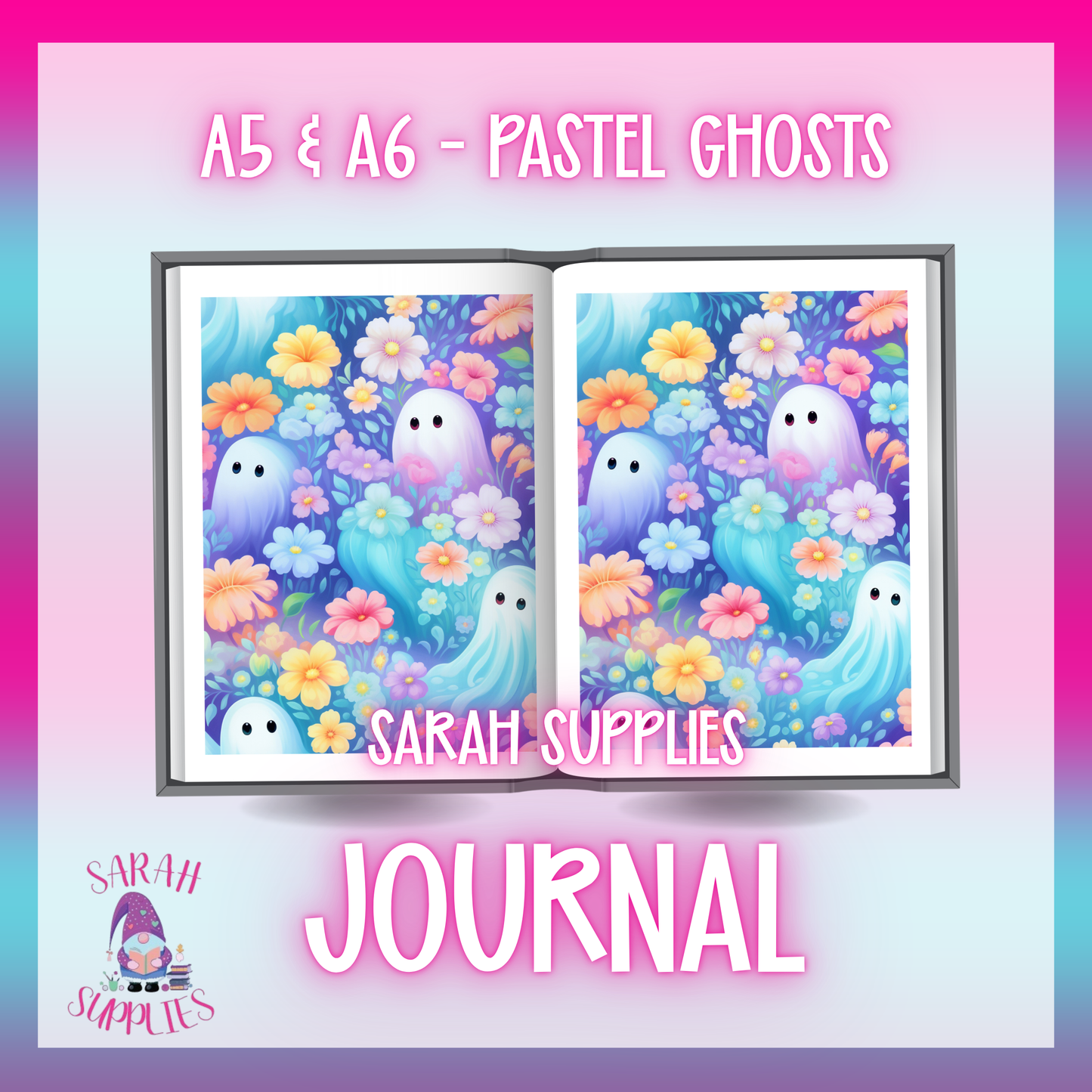 A5 - Pastel Ghost Sublimation Journal - Refillable - Bookmarked