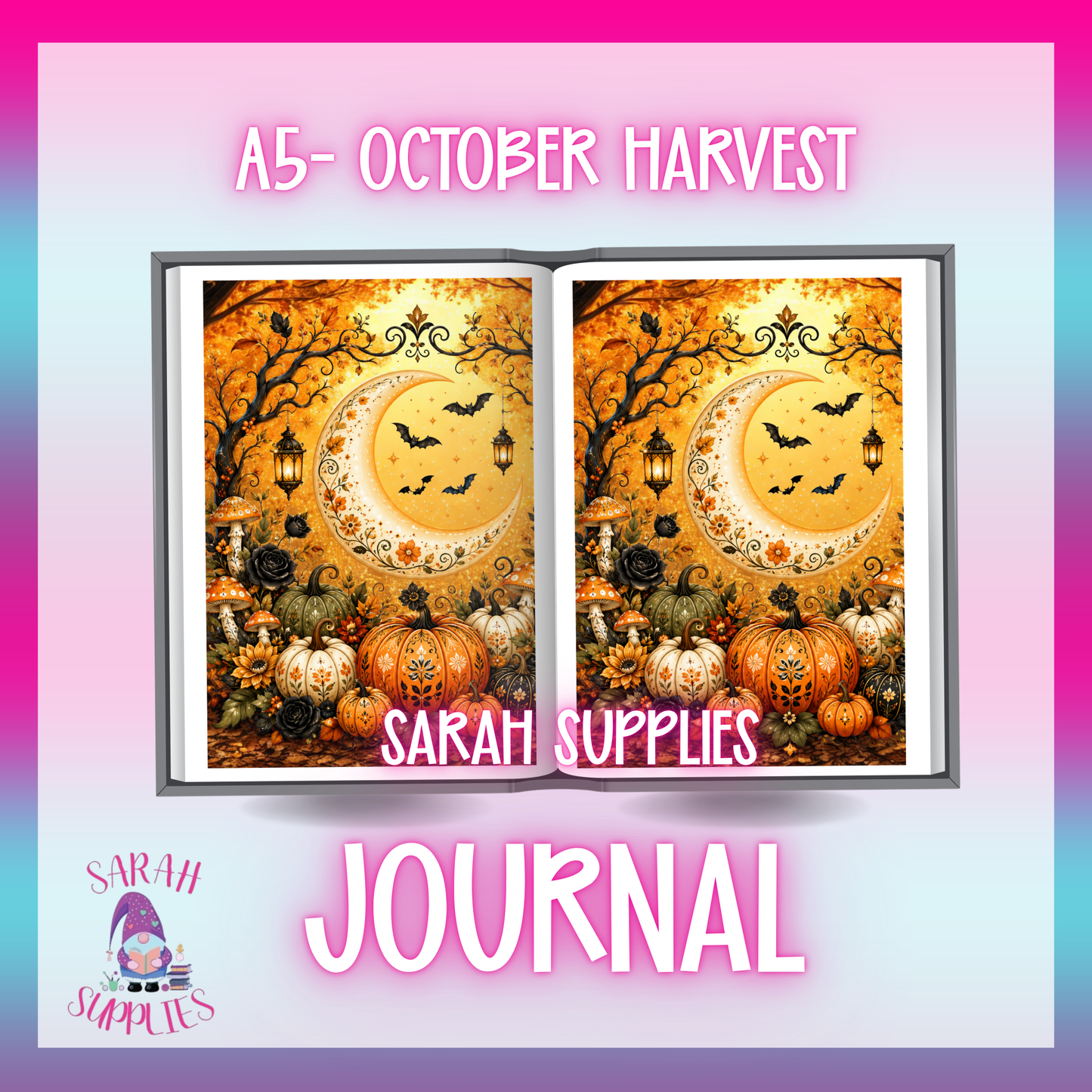 A5 - October Harvest  Sublimation Journal - Refillable - Bookmarked